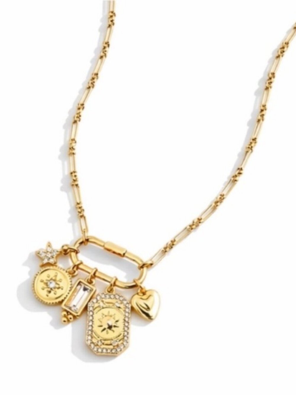 New! J.Crew Gold Plated Carabiner Charm Necklace (1071) NWT